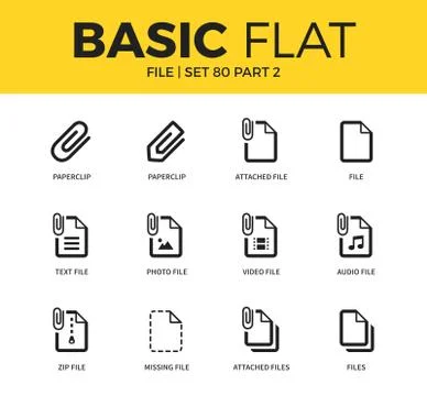Basic set of file icons Illustrazione stock