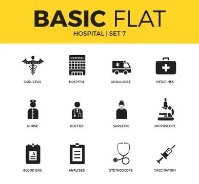 Basic set of Hospital icons Stockillustratie