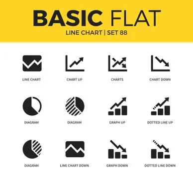 Basic set of Line chart icons Stockillustratie