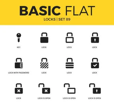Basic set of Locks icons Stock Illustration