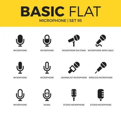 Basic set of Microphone icons Stock Illustration