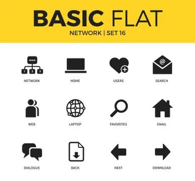 Basic set of Network icons Stock Illustration
