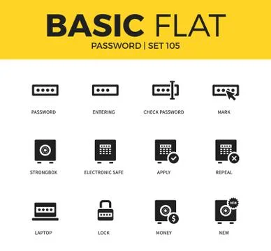 Basic set of Password icons Stock Illustration