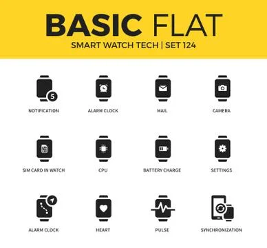 Basic set of Smart watch tech icons イラスト素材