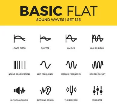 Basic set of Sound waves icons 스톡 일러스트