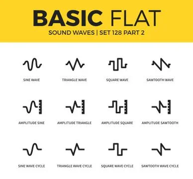 Basic set of sound waves icons 스톡 일러스트
