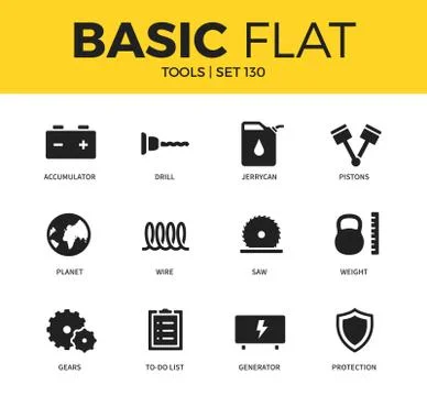 Basic set of Tools icons Stock-Illustration