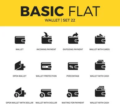 Basic set of Wallet icons Stockillustratie