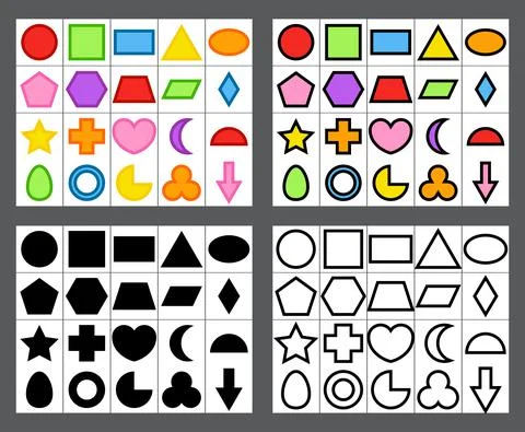 Basic shape collection. Geometric flat simple symbols template. Vector big se 스톡 일러스트