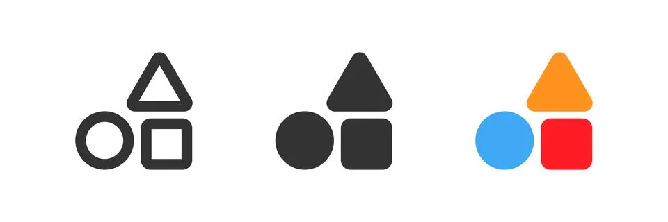 Basic shape icon. Simple geometric symbol. School match sign in vector flat Stock Illustration