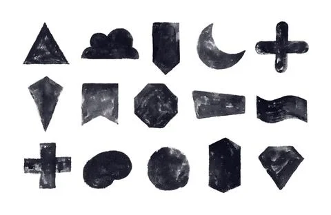 Basic shapes are created with rough textured paintings Stock Illustration