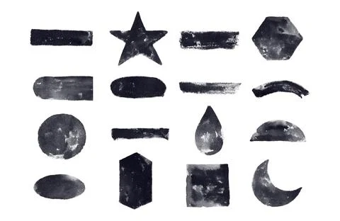 Basic shapes are created with rough textured paintings Stock Illustration