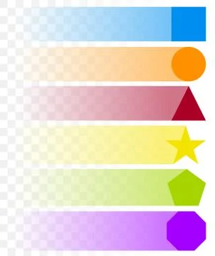 Basic shapes in different color with fading, transparent trails Illustrazione stock