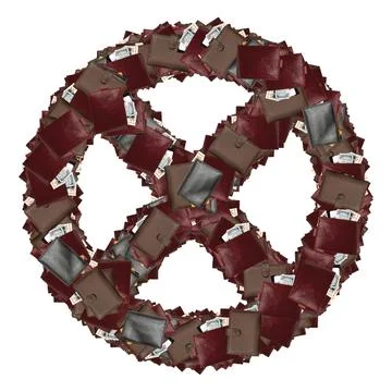 Basic shapes fonts with wallets inside dollars. Stock-Illustration