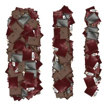 Basic shapes fonts with wallets inside dollars. Stock-Illustration