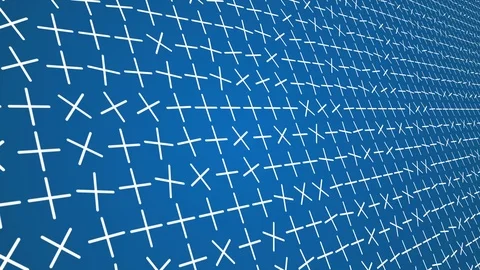 Basic shapes rotating white crosses animated blue background closeup Stock Footage 119940178