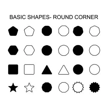 Basic shapes - round corner set icon, vector geometrical collection. vector i Stock Illustration