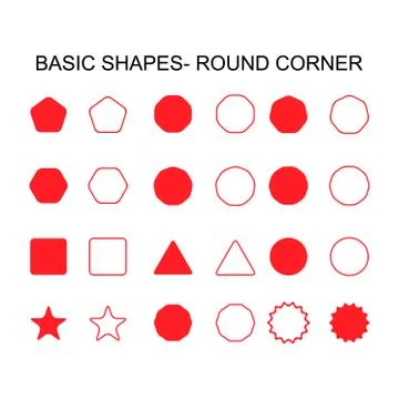 Basic shapes - round corner set icon, vector geometrical collection. vector i Illustrazione stock