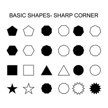 Basic shapes - sharp corner set icon, vector geometrical collection. vector i Illustrazione stock