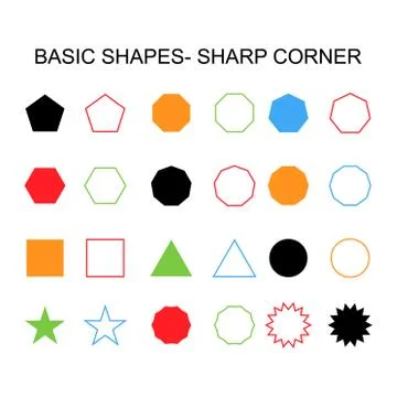 Basic shapes - sharp corner set icon, vector geometrical collection. vector i Illustrazione stock