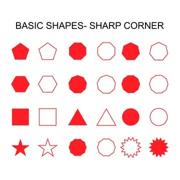 Basic shapes - sharp corner set icon, vector geometrical collection. vector i Stock Illustration