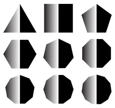 Basic shapes with shine. set of 9 shape icons Stock Illustration