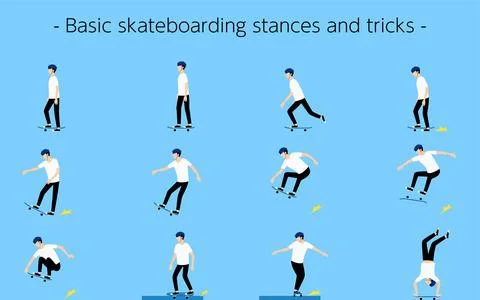 Basic skateboarding stances and tricks Stock Illustration