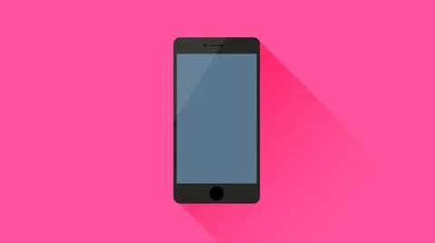 Basic Smartphone icon in Flat Design on Pink Background. Ilustración de archivo