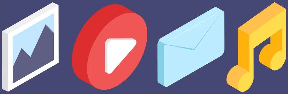 Basic smartphone software, gadget functions. Phone apps, gallery, email, music Stock Illustration