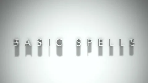 Basic spells 3D title animation white text on a white background Stock Footage 299425523