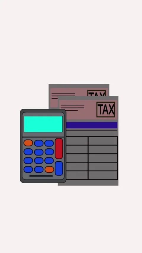 Basic tax concept animation featuring forms and calculator vertical video. .. Video stock 321626866