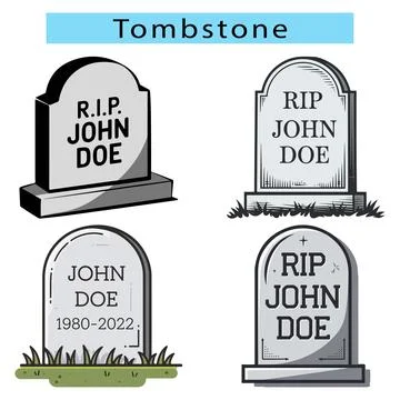 A basic tombstone with no background and minimal shading イラスト素材