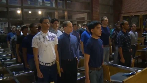 Basic training with an angry sergeant at Marine boot camp. Stock Footage 74812166