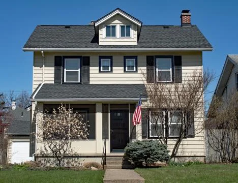 Basic Two Story House with One Dormer 写真素材
