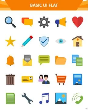 Basic UI Icon Set Stock Illustration
