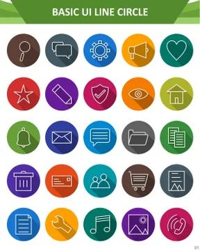 Basic UI Icon Set Stock Illustration