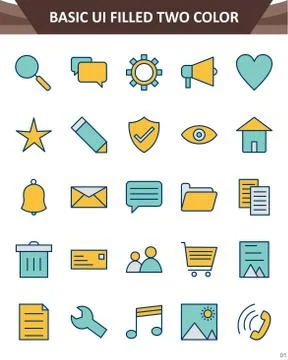 Basic UI Icon Set Stock Illustration