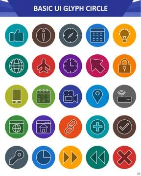 Basic UI Icon Set Stock Illustration