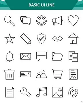 Basic UI Icon Set Stock Illustration