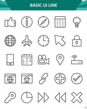 Basic UI Icon Set Stock Illustration