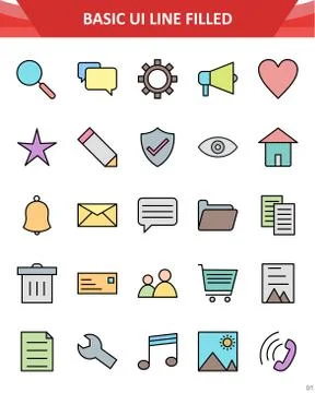 Basic UI Icon Set Stock Illustration
