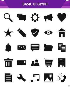 Basic UI Icon Set Illustrazione stock