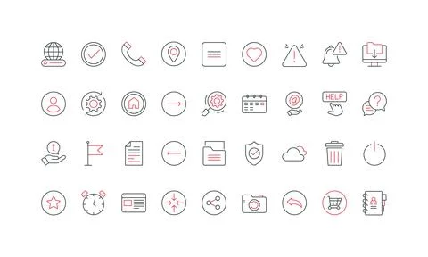 Basic user interface, document download, notification and calendar, phone line Stock Illustration