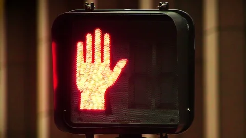 Basic Walk Sign - Downtown Boston, MA Stock Footage 88070188