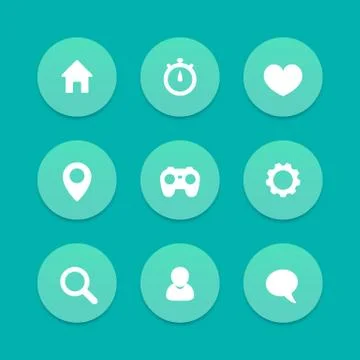 Basic web icons, aquamarine set, vector illustration Stockillustratie