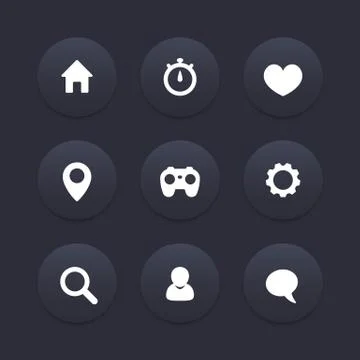 Basic web icons, dark set, vector illustration Stock Illustration
