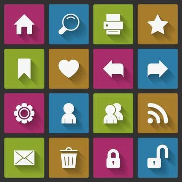 Basic website navigation elements, squared shadows Stock Illustration