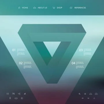 Basic website simple layout with blurred background and line icons. Transparent Illustrazione stock