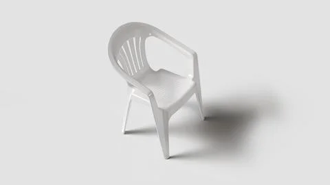 Basic white plastic chair in white setting, top view Stock Illustration