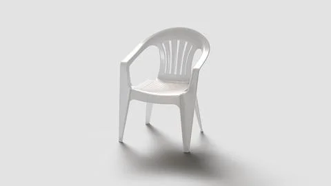 Basic white plastic chair on white backdrop Stock Illustration